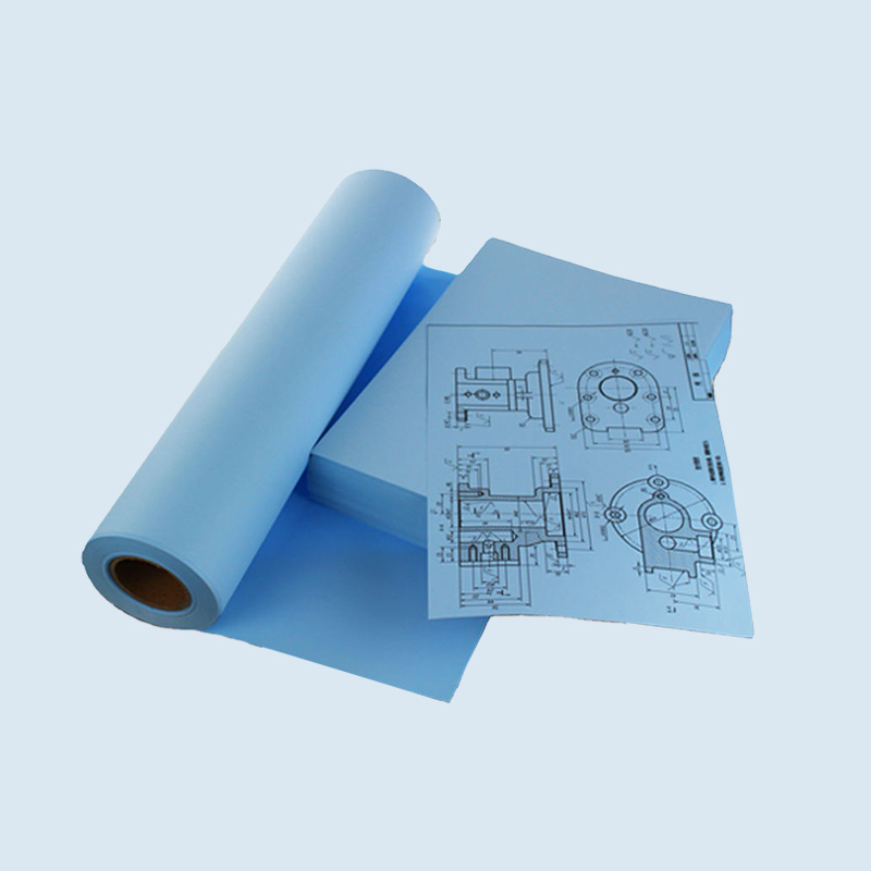 Rollo de papel de un solo lado azul oscuro para trazador CAD, tiempo de almacenamiento largo de 80 g 1070 mm * 100 m